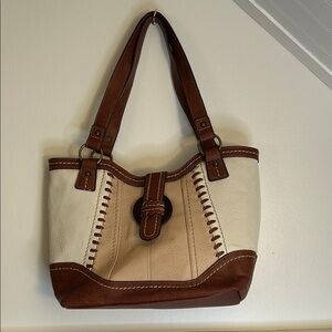 b.o.c. Faux Leather Brown and Cream Purse, like new never used